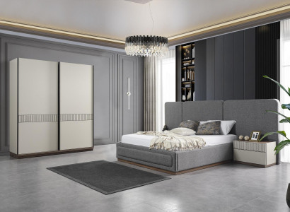 Italian bedroom bed with bedside tables wardrobe loft beds 4-piece set