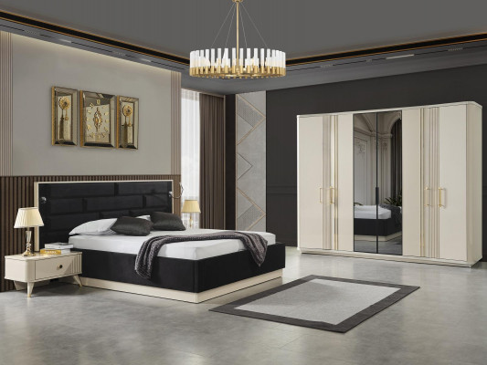 Bed 2 bedside tables + wardrobe luxury beds design furniture wardrobe
