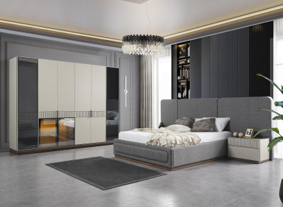 Bedroom furniture beds 2x nightstands wardrobe closet design 4-piece set