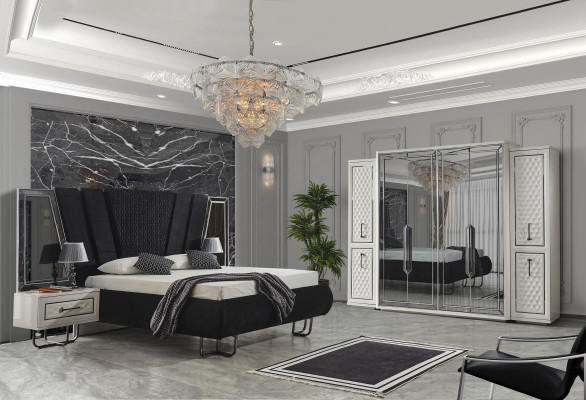 Bedroom furniture bed nightstands wardrobe closet beds 4-piece set