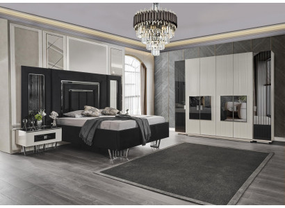 Bedroom set 2x nightstands wardrobe complete room bed furniture 4-piece