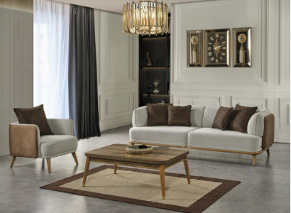 Three-seater couch luxury furniture sofa couches wooden coffee table 2-piece set furniture
