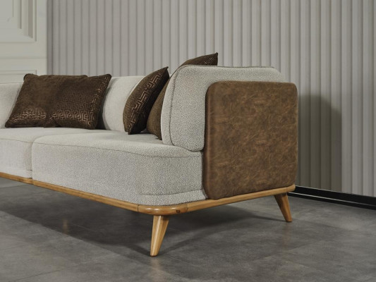 Three-seater couch luxury furniture sofa couches wooden coffee table 2-piece set furniture