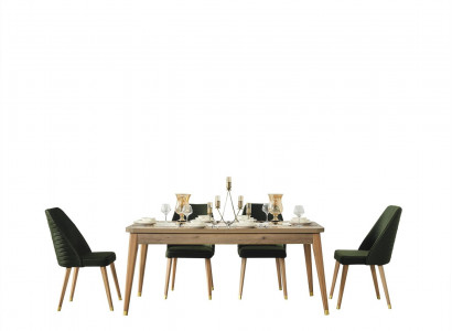 Luxury dining table dining chair group set wood tables 5-piece sets