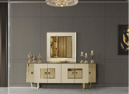 Luxury dresser XXL sideboard big cabinet cupboard gold metal high gloss furniture new