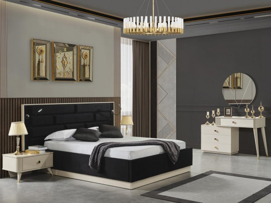 Luxury bedroom nightstand beds bed 3-piece complete set design furnishing