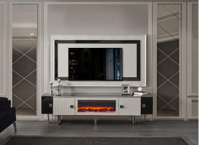 Luxury Sideboard Living Wall with Fireplace TV Stand TV Board Wall Unit