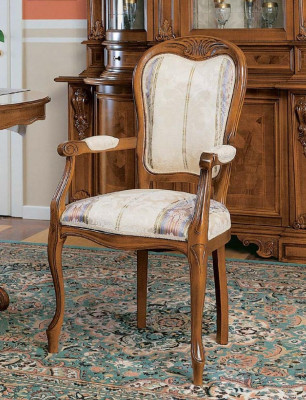 Classic chair with armrests, luxurious wooden dining chair, Italian factory