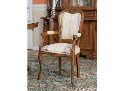 Classic chair with armrests, luxurious wooden dining chair, Italian factory