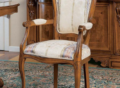 Classic chair with armrests, luxurious wooden dining chair, Italian factory