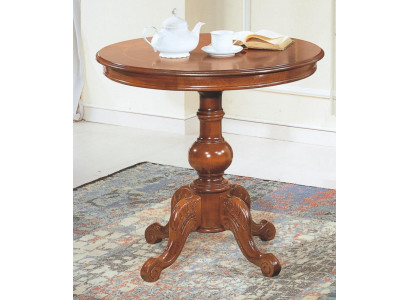 Luxury coffee table with brown lacquered solid wood, Italian dining round furniture, new table.