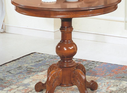 Luxury coffee table with brown lacquered solid wood, Italian dining round furniture, new table.