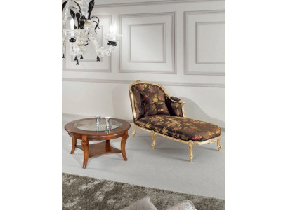 Classic chaise longue + coffee table gold flowers lounge Italian furniture table