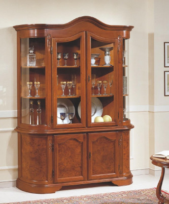 Furniture Glass Display Cabinet Wood Brown Glass Display Shelves Italian Classic Furniture New