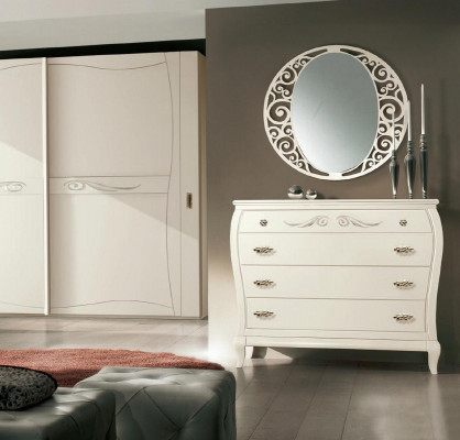 Sideboard cabinet with mirror sideboards wooden dressers furniture 2-piece white Italy