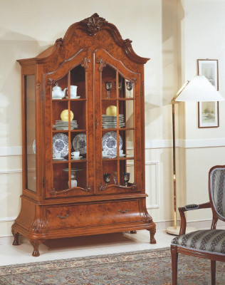 Glass display cabinets living room furniture brown display cabinet classic Italian cabinet