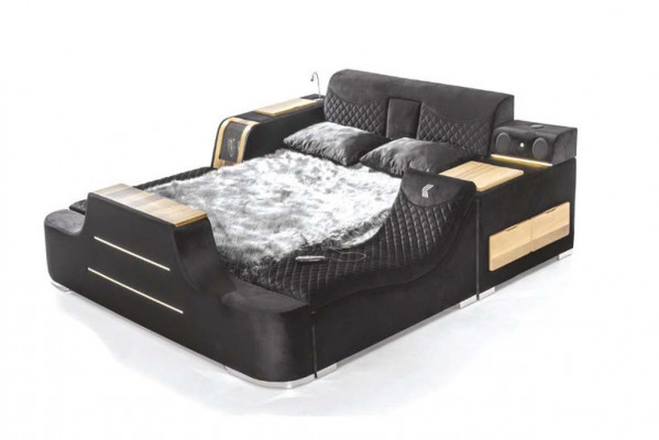 Luxurious bed with massage chair multifunctional bed luxury textile upholstery