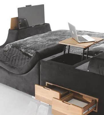Luxurious bed with massage chair multifunctional bed luxury textile upholstery