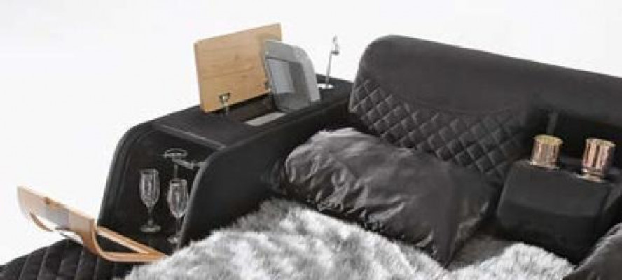 Luxurious bed with massage chair multifunctional bed luxury textile upholstery