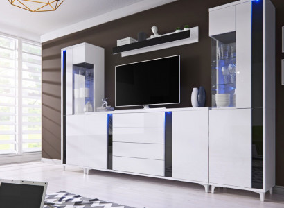 High-gloss living wall, wall unit, living room cabinet, display cabinet, sideboard, living walls