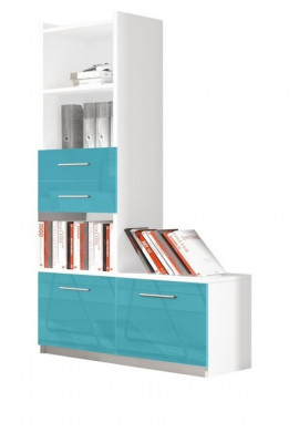 Children's Room Turquoise Modern Wardrobe Dresser Wood Table Bedroom Youth 5-piece Set