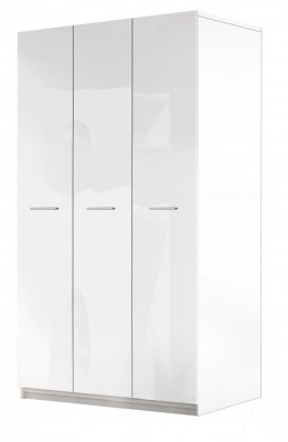 White children's room set wardrobe chest of drawers table wood high-gloss 5-piece set.