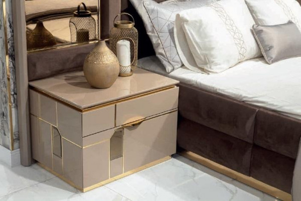 Luxury bedroom bed nightstand wardrobe dresser set 5-piece