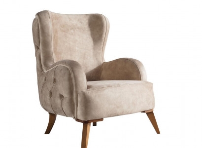 Textile Upholstered Armchair Couch Sofa Seat Luxury Colorful Relax Beige Chesterfield New