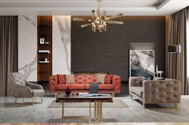 Armchair textile living room luxury design furniture chairs modern Chesterfield