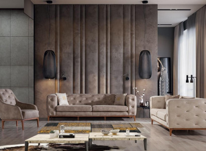 Chesterfield Design Sofa Upholstered Couches Modern Sofa Set 3+3+1 Set
