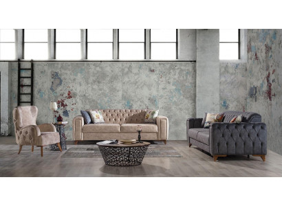 Chesterfield Sofa Set Couch Set Upholstered Furniture Set 3+3+1 Couches Seating Group