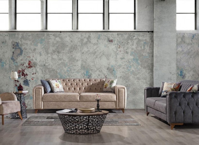 Chesterfield Sofa Set Couch Set Upholstered Furniture Set 3+3+1 Couches Seating Group