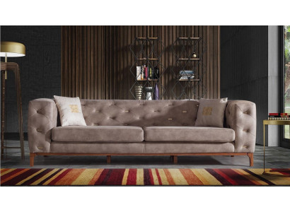 Sofa Couch 3-Seater Upholstered Living Room Couches Designer Furniture Taupe Luxury