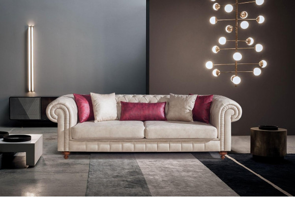 Chesterfield Sofa Couch Suite Seating Group Upholstered Living Room Set 3+3+1