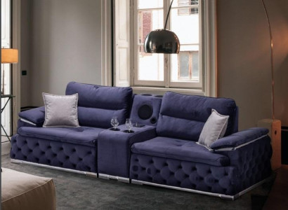 Chesterfield sofa upholstery 4-seater purple design XXL big sofa couch