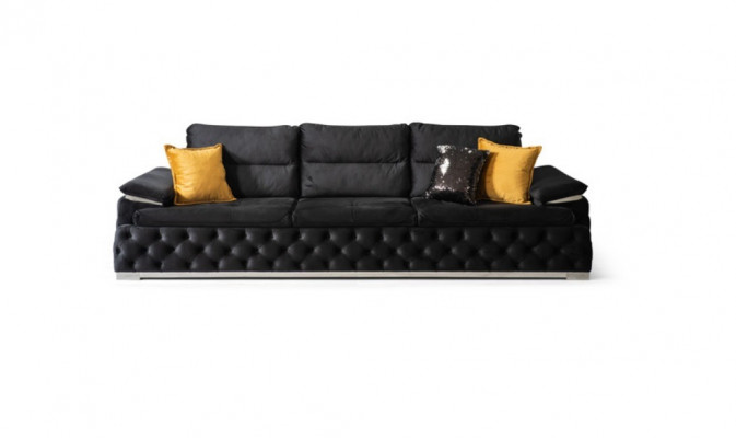 Three-seater couch design sofa modern four-seater sofas room furniture black upholstery