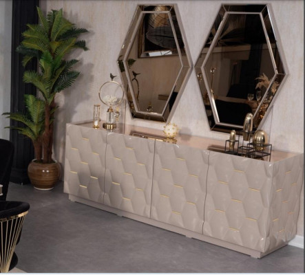Sideboard Mirror Sideboard Cabinet 3-piece. Console Table Elegant Design Console Wood
