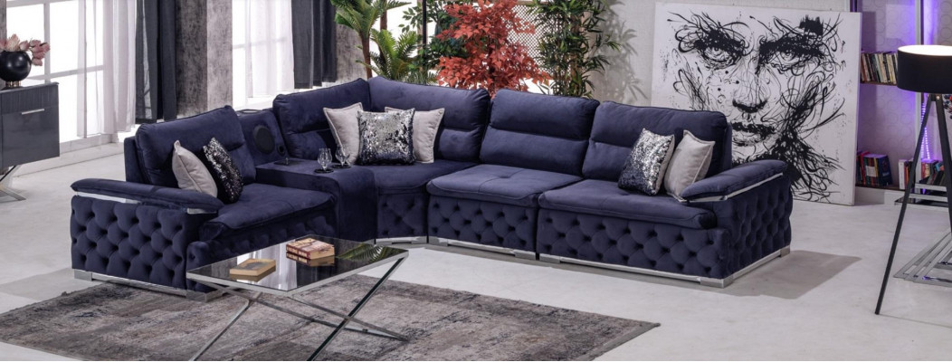 Design corner sofa fabric L-shape modern style upholstered furniture living room group