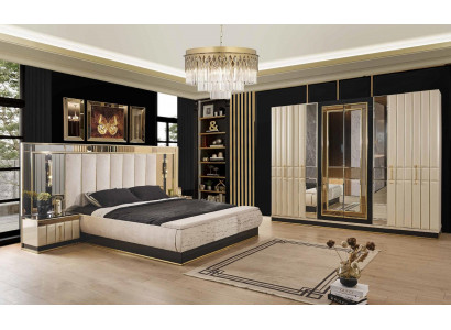 Bed, Nightstand, Wardrobe, 4-piece Bedroom Set, Modern Design