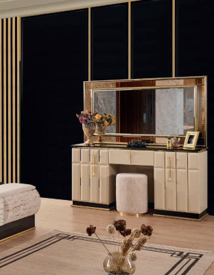 Makeup table dresser with mirror console dressers bedroom 2-piece set.