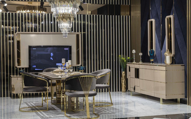 High-gloss dresser XXL sideboard with mirror sideboards wood dressers furniture 2-piece set