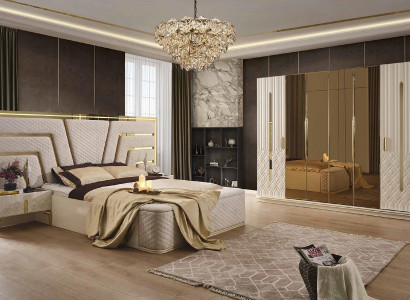 Bedroom bed design beds nightstands wardrobe 4-piece set