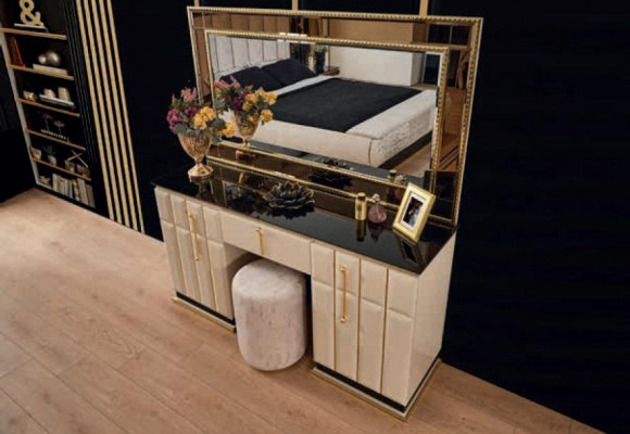 Makeup table dresser with mirror console dressers bedroom 2-piece set.
