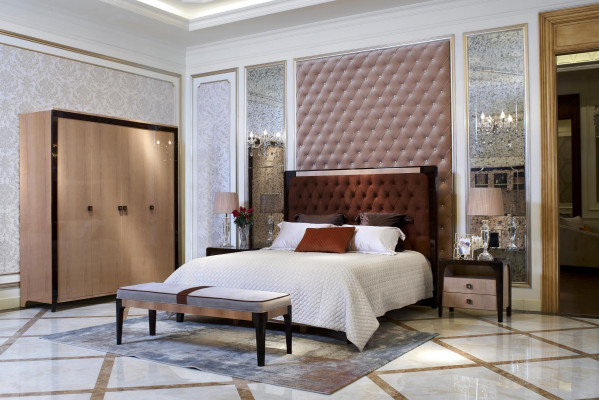 Bed luxury upholstery design double beds hotel marital sleeping room textile