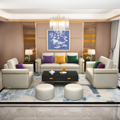 Complete set sofa suite 3 2 1 seater designer 3-piece leather sofa