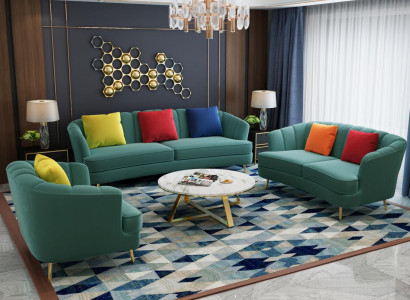 Complete Set Sofa Suite 3+2+1 Seater Design Sofa Couch Living Room Landscape