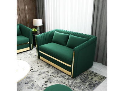 Green Designer Sofa Couch Upholstery XXL 2-Seater Big Sofas Couches Fabric Leather