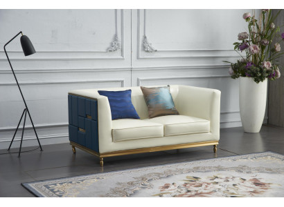 Sofa Couch Design Upholstery Modern Gray Faux Leather Sofas 2-Seater Loveseat