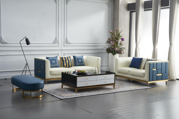 Sofa set 3+2 seater, side table, coffee table, stool, 4-piece living room.