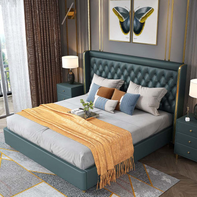 Classic bed double bed beds wood decor country house style genuine wood
